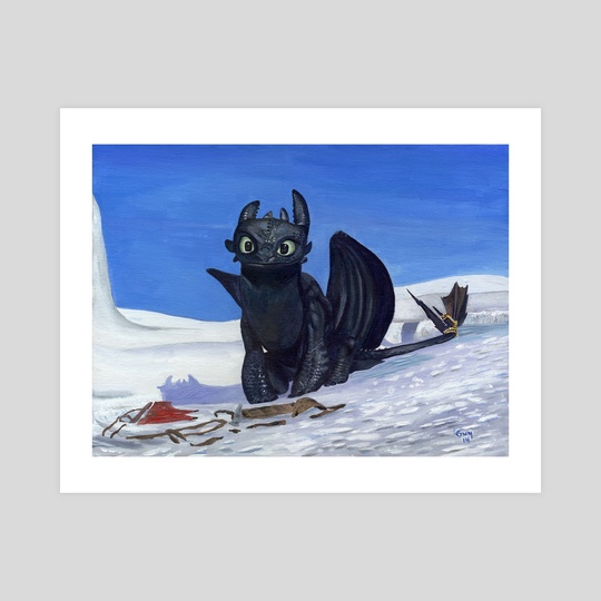 540x540 Toothless Fanart Painting, An Art Print By Guy Gondron - Toothless Painting