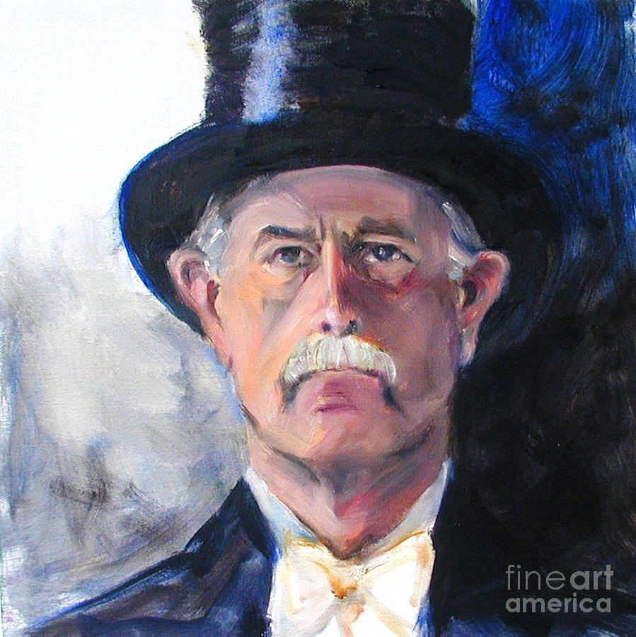899x900 Portrait Of A Man In Top Hat Painting By Greta Corens - Top Hat Painting