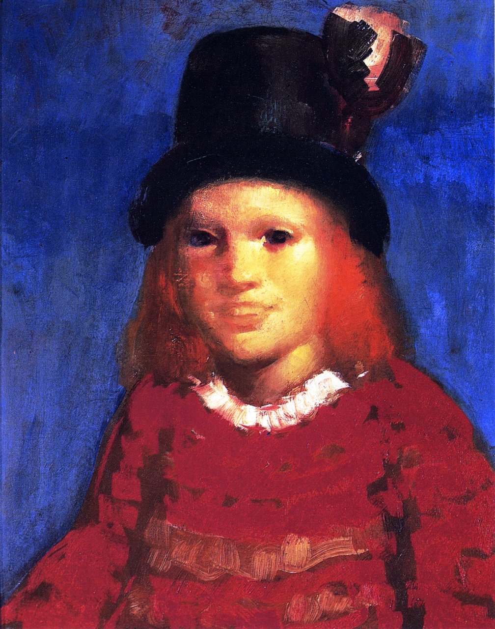 1008x1280 Little Girl In A Top Hat Painting George Benjamin Luks Oil Paintings - Top Hat Painting