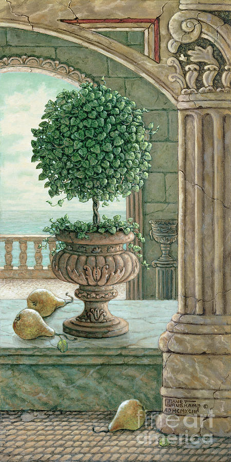 450x900 Pear And Topiary Painting By Janet Kruskamp - Topiary Painting