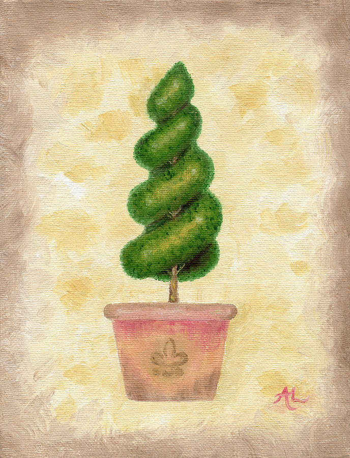 688x900 Spiral Topiary Painting By Annamarie Lombardo - Topiary Painting