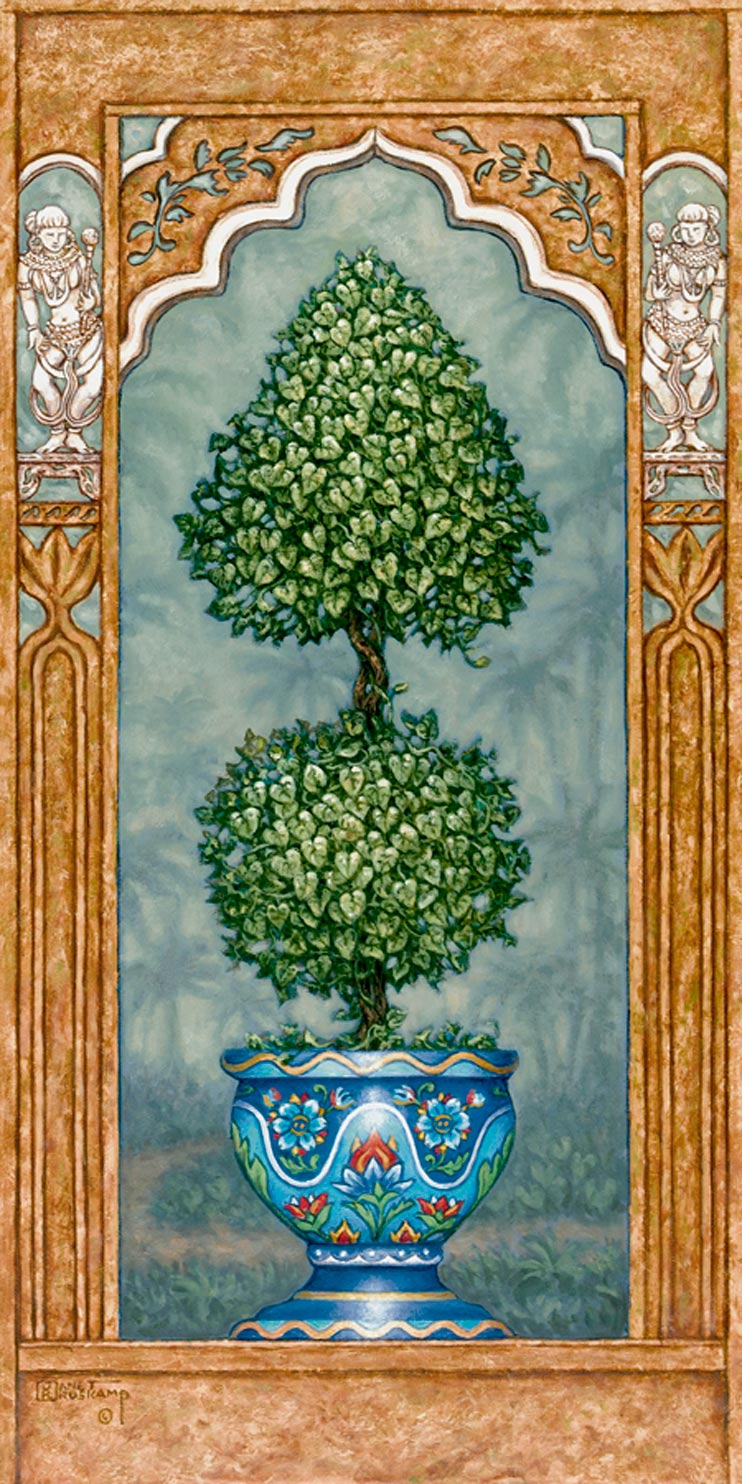 742x1484 Temple Topiary By Janet Kruskamp - Topiary Painting