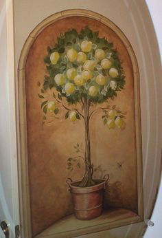 236x346 English Garden Mural Mediterranean Garden Around The House - Topiary Painting
