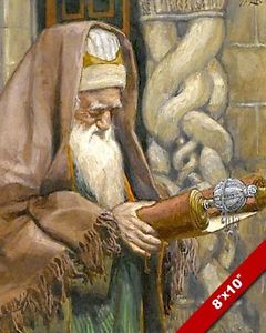 240x300 Patriarch Simeon W Torah Painting Jewish Christian Bible Art Real - Torah Painting