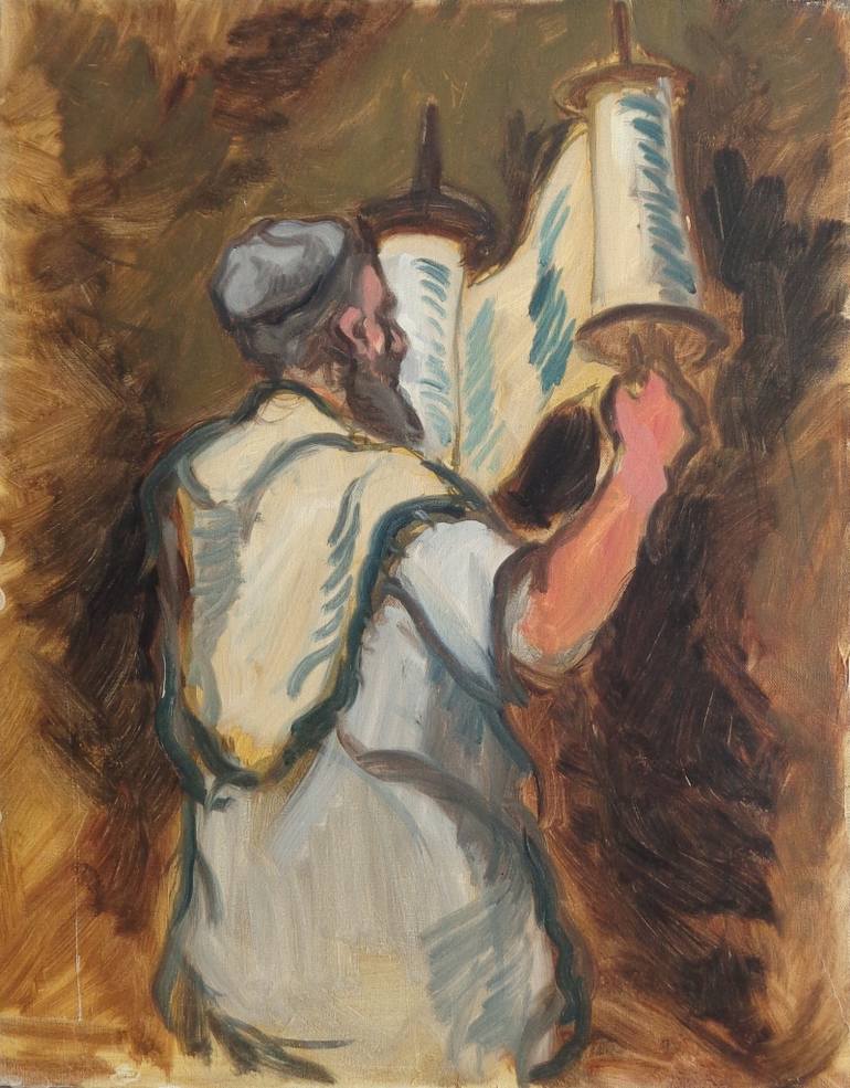 770x985 Saatchi Art Holding The Torah Painting By France Hilbert - Torah Painting