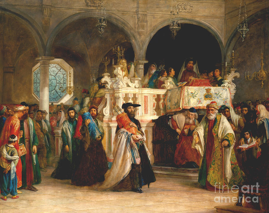 900x711 Simchat Torah, Livorno, 1850 Painting By Solomon Alexander Hart - Torah Painting