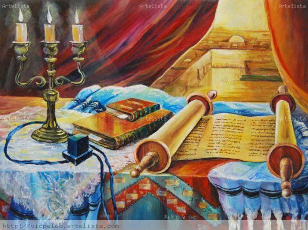 1024x765 Still Life With A Torah Scroll. V. Peled - Torah Painting