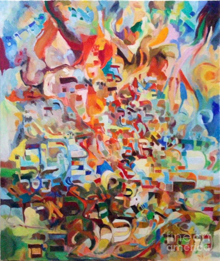 758x900 The Giving Of The Torah Painting By David Baruch Wolk - Torah Painting