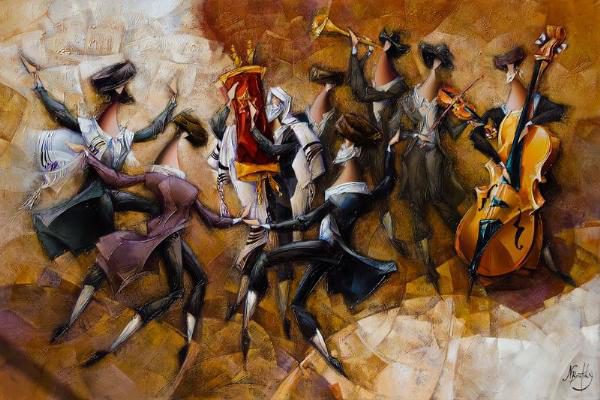 600x400 Brustky Nathan Dancing With The Torah - Torah Painting