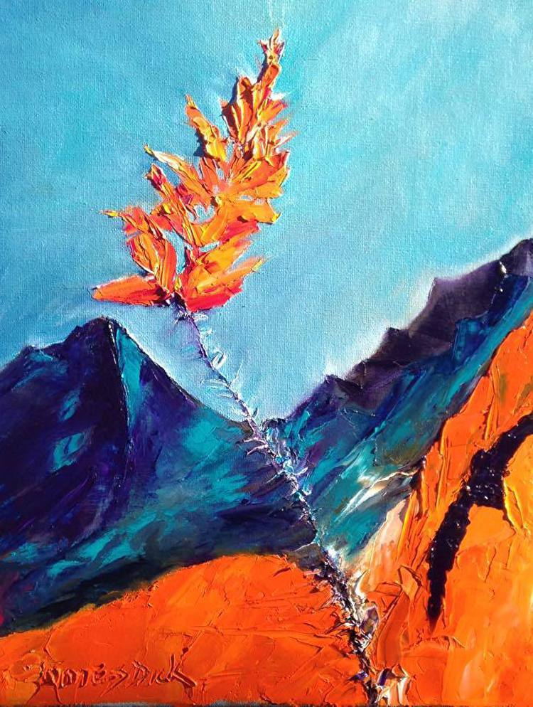 750x994 Ocotillo Little Torch An Oil Painting Of An Ocotillo Flower - Torch Painting