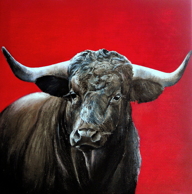 633x640 Tomas Castano Artwork Toro Bravo Original Painting Oil - Toro Painting