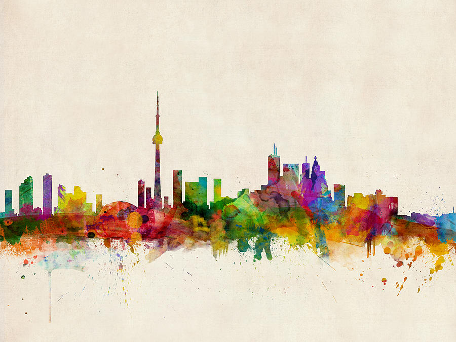 900x675 Toronto Skyline Digital Art By Michael Tompsett - Toronto Skyline Painting