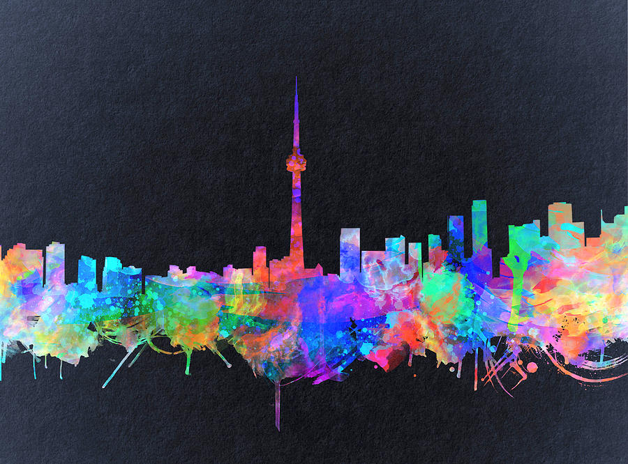 900x666 Toronto Skyline Watercolor 2 Painting By Bekim Art - Toronto Skyline Painting