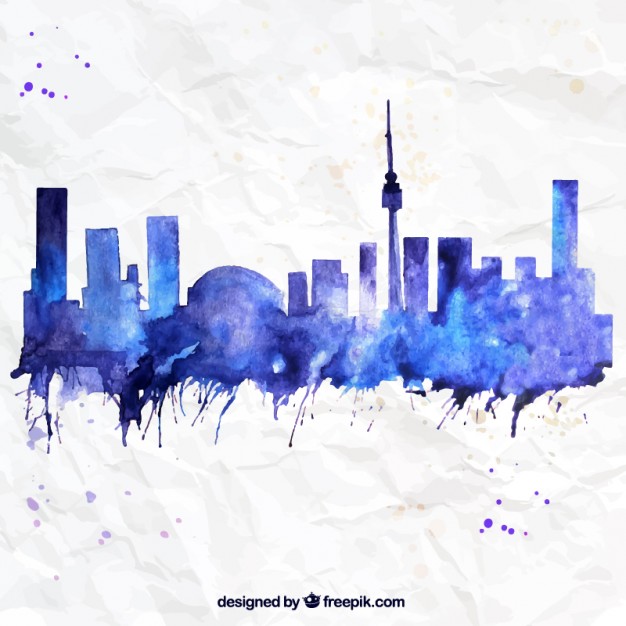 626x626 Hand Painted Toronto Skyline Vector Free Download - Toronto Skyline Painting