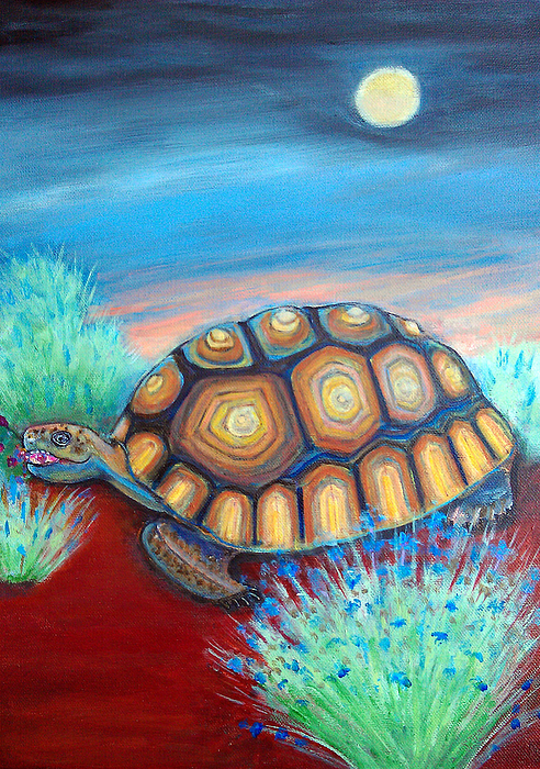 492x700 Princess Beatrice And Desert Tortoise Painting By Marjorie Lynne - Tortoise Painting