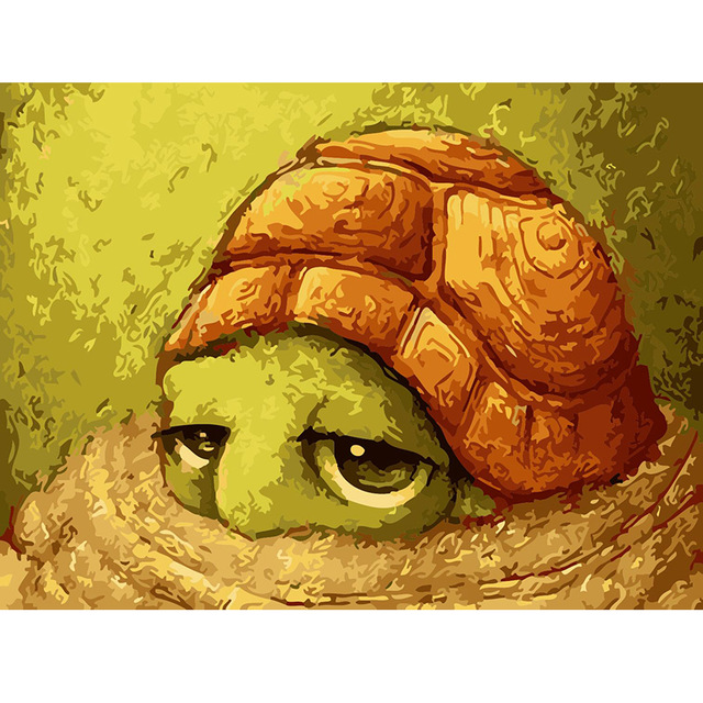 640x640 Frameless Picture On Canva Wall Painting By Numbers Abstract - Tortoise Painting