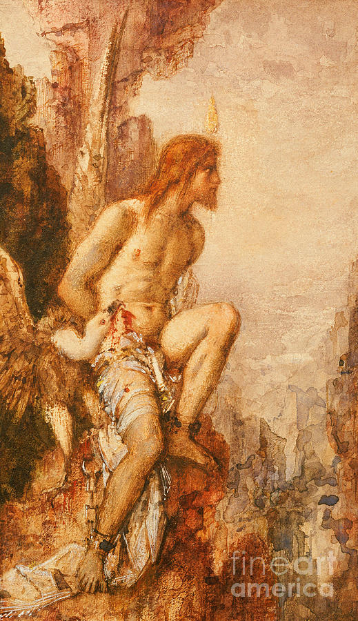 519x900 The Torture Of Prometheus Painting By Gustave Moreau - Torture Painting