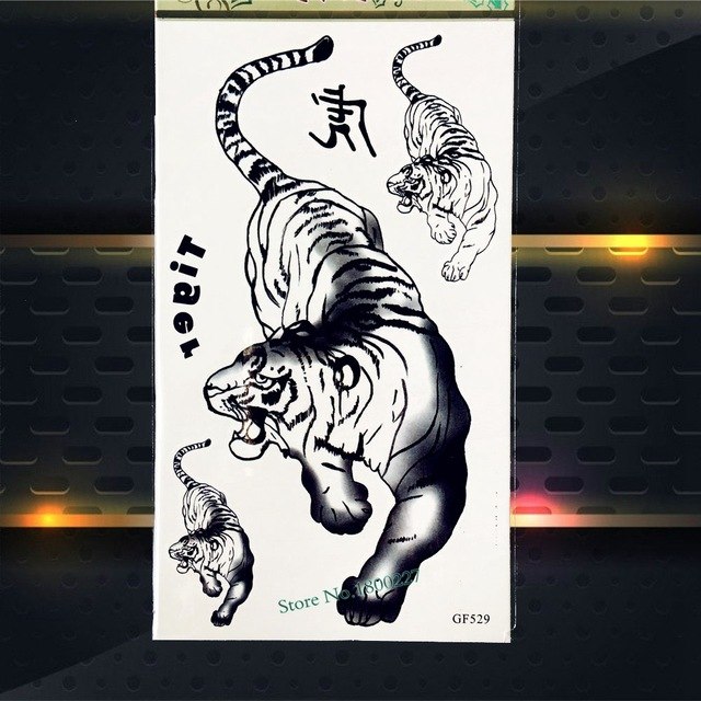 640x640 Hot Tiger Beast Waterproof Temporary Removable Tattoo Men Totem - Totem Painting