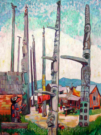 338x450 Legends Of America Photo Prints Northwest Tribes Totem Poles - Totem Pole Painting