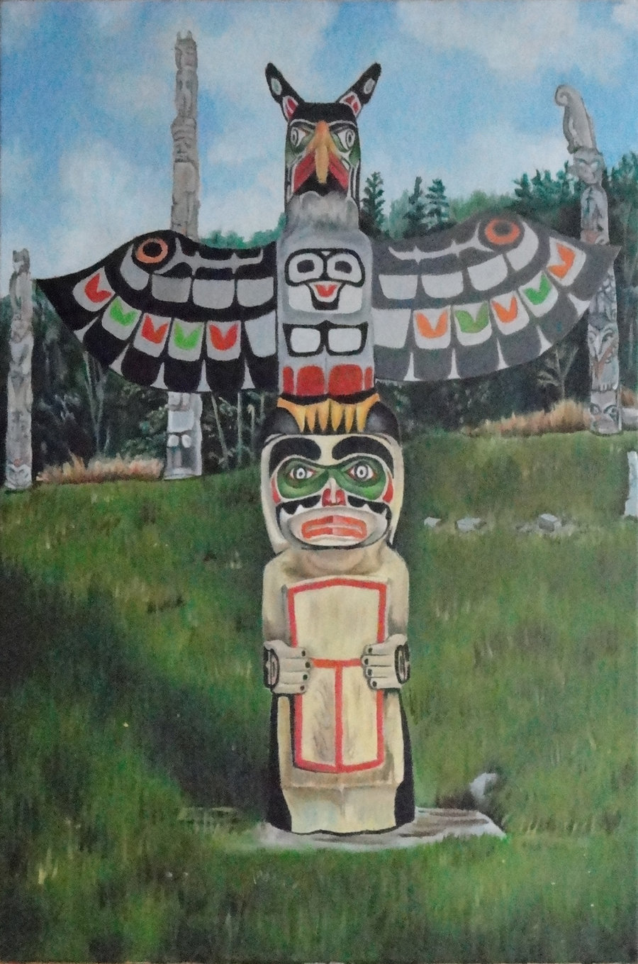 900x1359 Stanley Park Totem Poles By Kawaiineko405 - Totem Pole Painting