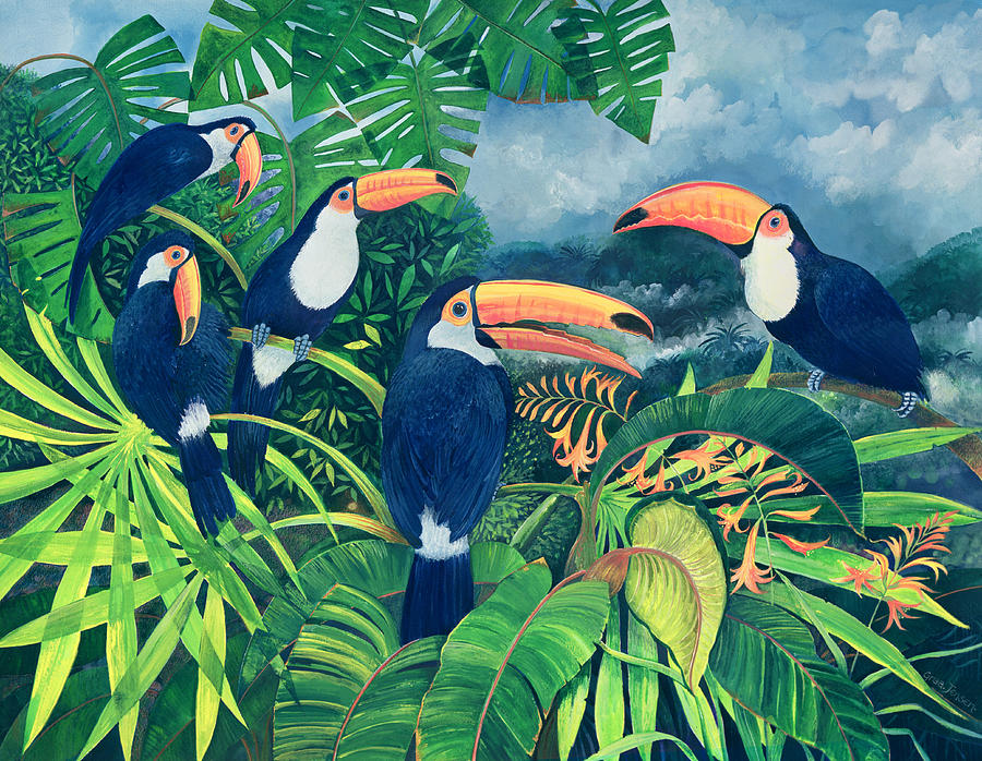 900x698 Toucan Talk Painting By Lisa Graa Jensen - Toucan Bird Painting