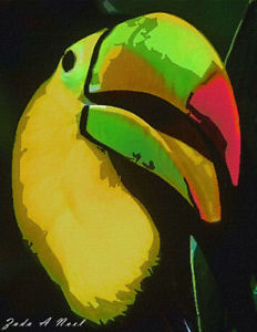 232x300 Yellow Toucan Bird Art From Original Canvas Painting Signed By - Toucan Bird Painting