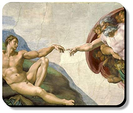 425x360 Decorative Mouse Pad Art Print Painting Michelangelo - Touch Of God Painting