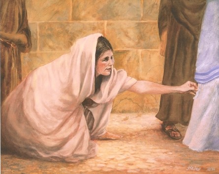 445x355 Other Christian Paintings Gentle Shepherd Ministries - Touching The Hem Of His Garment Painting