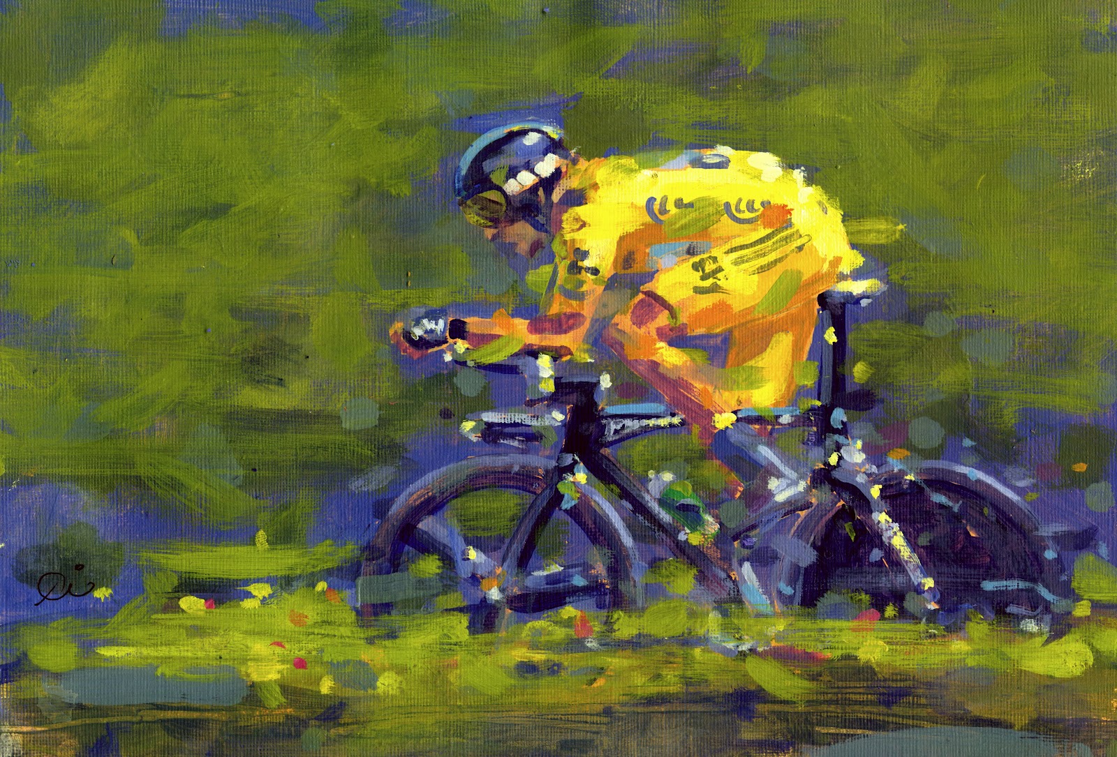 1600x1085 Painting Le Tour Tour De France 2012,wiggo Tt - Tour De France Painting