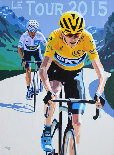 370x500 Tour De France 2015 Painting By Simon Taylor Original Cycling - Tour De France Painting
