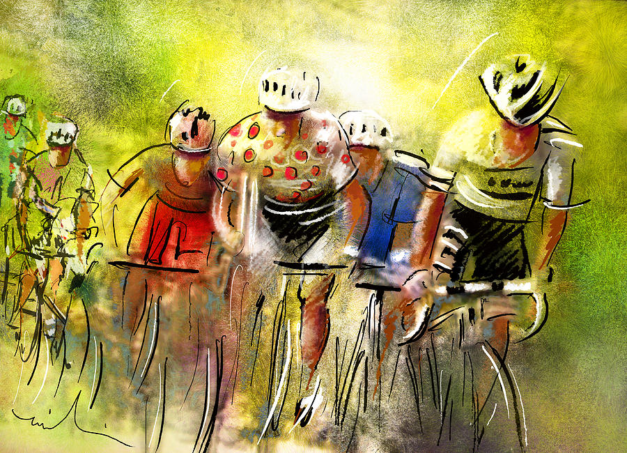 900x650 Le Tour De France 07 Painting By Miki De Goodaboom - Tour De France Painting