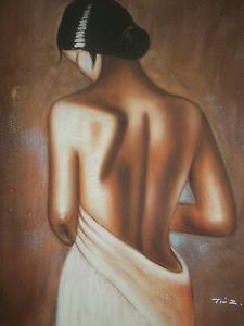 225x300 Original Oil Painting On Canvas Stretched Towel Draped Women Ebay - Towel Painting