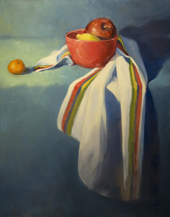 706x900 Still Life With Towel Painting By Jane Cozart - Towel Painting