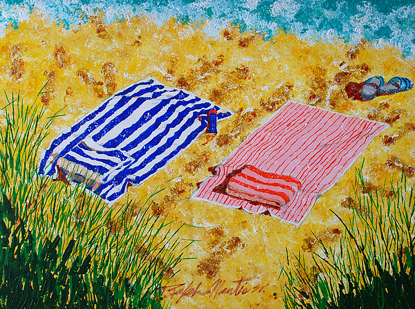 600x447 Beach Towels Painting By Art Mantia - Towel Painting