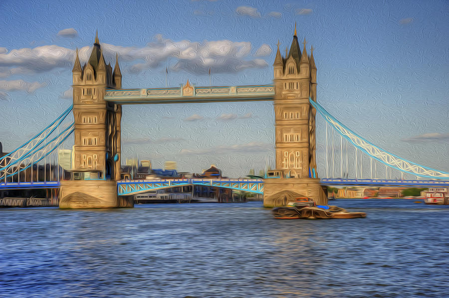 900x597 Tower Bridge London Digital Painting Photograph By Matthew Gibson - Tower Bridge Painting
