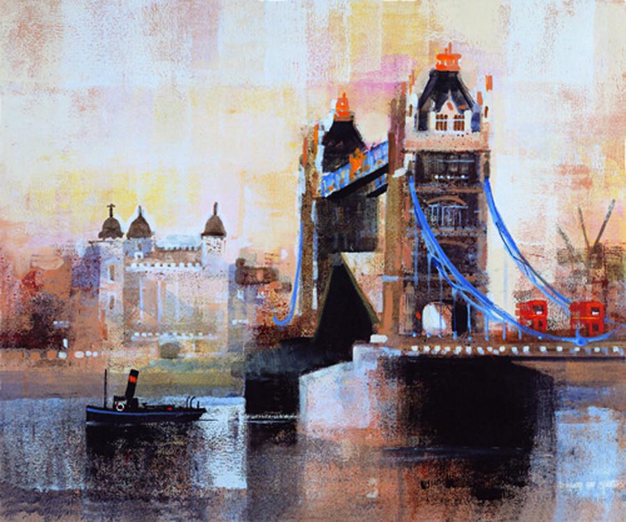 900x750 Beautiful Abstract Landscape London Tower Bridge Oil Painting - Tower Bridge Painting