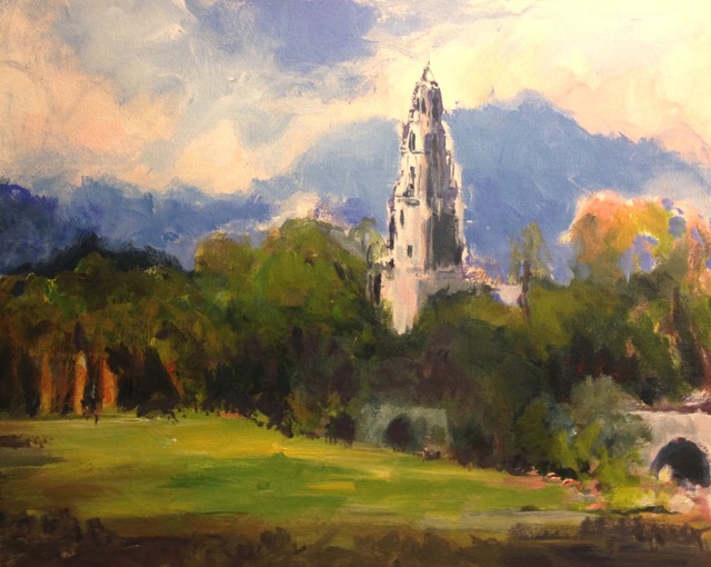 640x510 Daniel Clarke Artwork California Tower Balboa Park Original - Tower Painting