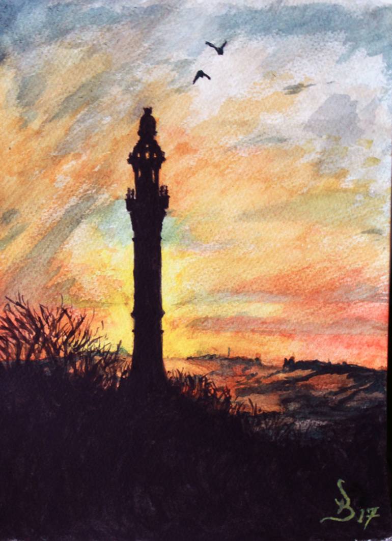 770x1063 Saatchi Art Sunset Behind Wainhouse Tower Painting By Sean Broadbent - Tower Painting