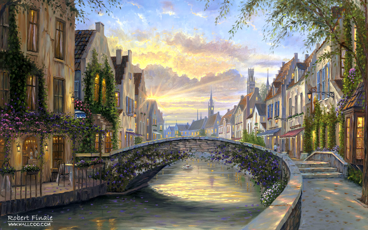 1440x900 Romantic Painting The Town 6250 - Town Painting