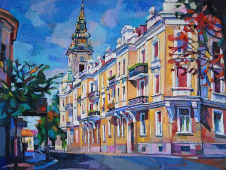 770x578 Saatchi Art Twinkling Light Of Summer Town Painting By Maja - Town Painting