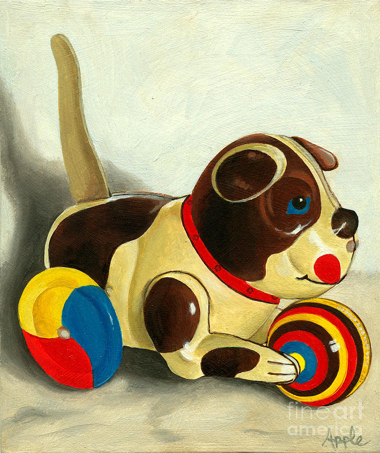 755x900 Old Windup Dog Toy Painting Painting By Linda Apple - Toy Painting