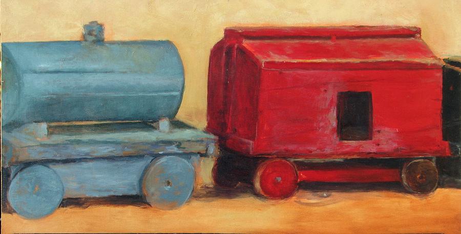 900x458 Old Wood Toy Train Part Two Painting By Chris Neil Smith - Toy Painting