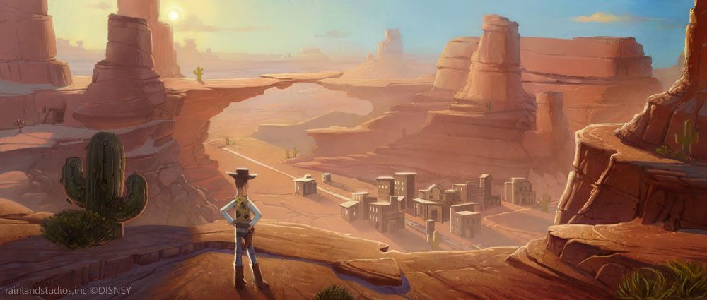 1000x425 Rainland Studios Digital Painting From Toy Story 3 Game - Toy Story 3 Painting