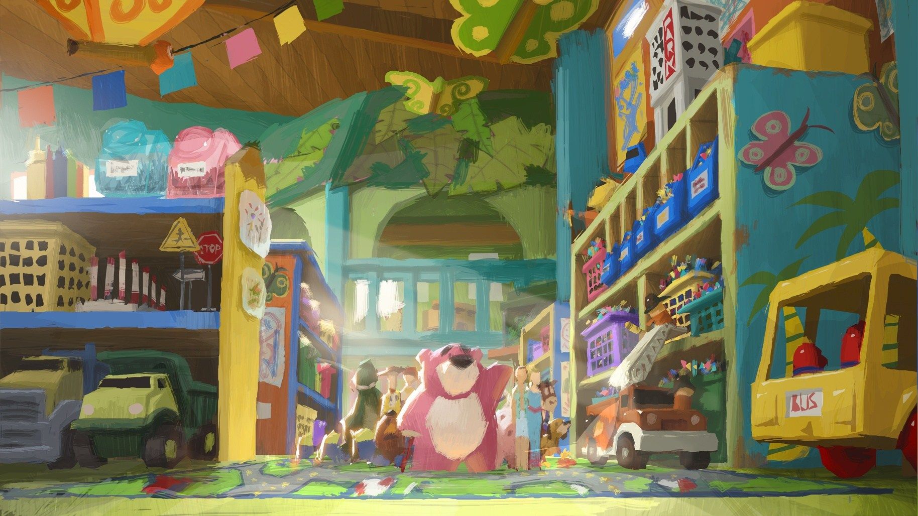 1828x1028 Color Key From Toy Story 3 By Dice Tsutsumi Concept Art - Toy Story 3 Painting