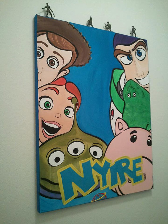 570x760 Large 22 X 28 Canvas Wall Art Toy Story By Saltyinspirations - Toy Story Painting