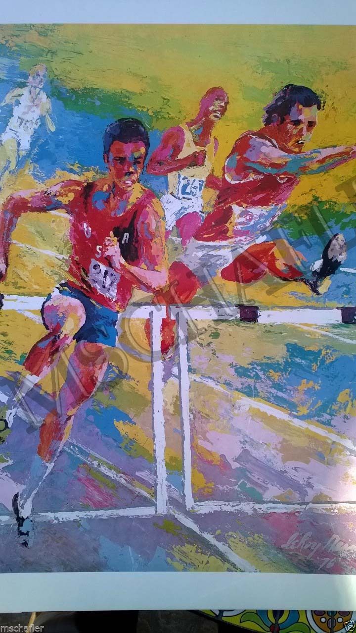 720x1278 Painting Print Leroy Neiman Runners Track Athletes Sport 22 X 28 - Track Painting