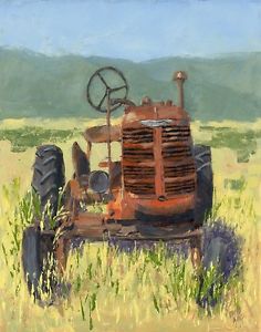236x300 Original Painting Offset High Crop Vintage Farmall Tractor 14x11 - Tractor Painting