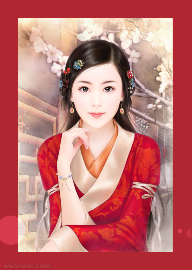 634x888 Chinese Painting Girl 5 - Traditional Chinese Girl Painting