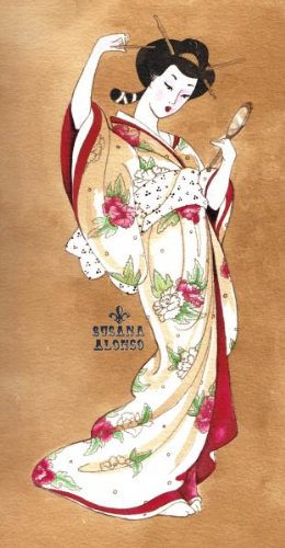 260x500 Black Market Art Traditional Geisha By Susana Alonso - Traditional Geisha Painting