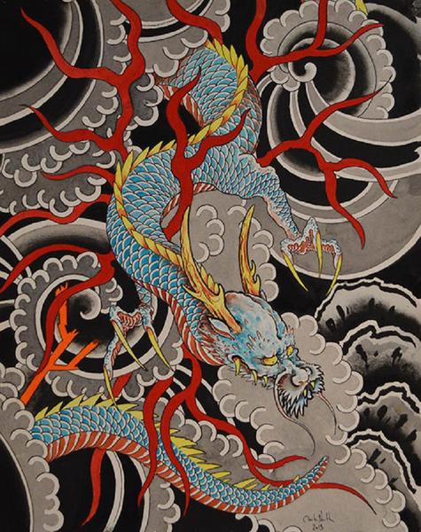 Traditional Japanese Dragon Painting at PaintingValley.com | Explore ...